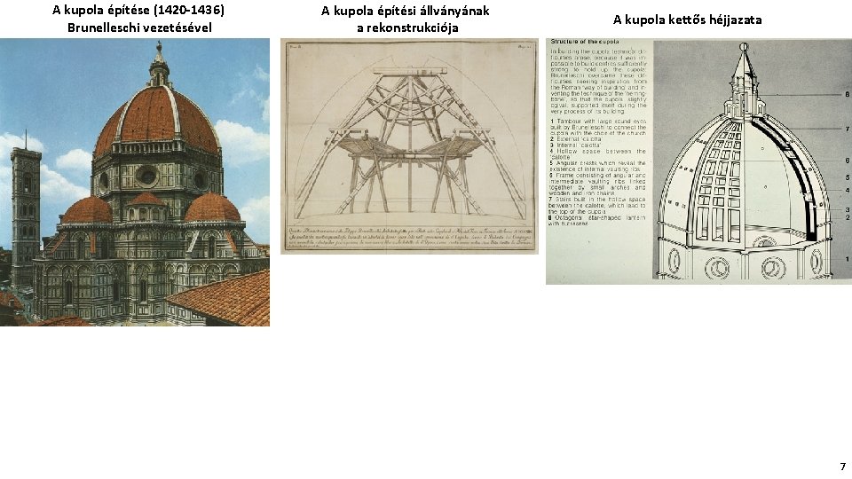 A kupola építése (1420 -1436) Brunelleschi vezetésével A kupola építési állványának a rekonstrukciója A