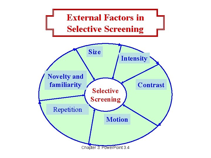 External Factors in Selective Screening Size Novelty and familiarity Intensity Selective Screening Repetition Motion External Factors in Selective Screening Size Novelty and familiarity Intensity Selective Screening Repetition Motion