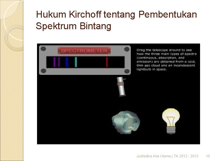 Hukum Kirchoff tentang Pembentukan Spektrum Bintang Judhistira Aria Utama | TA 2012 - 2013