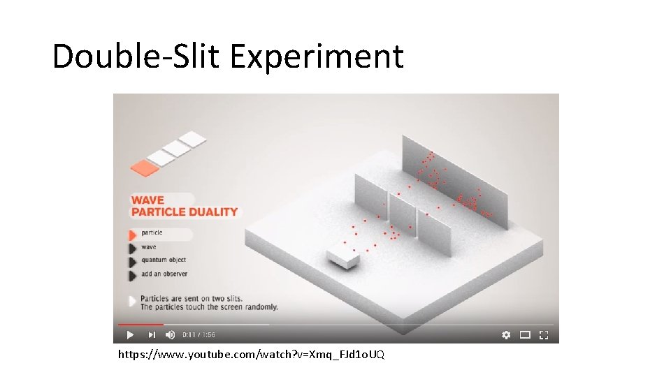 Double-Slit Experiment https: //www. youtube. com/watch? v=Xmq_FJd 1 o. UQ 