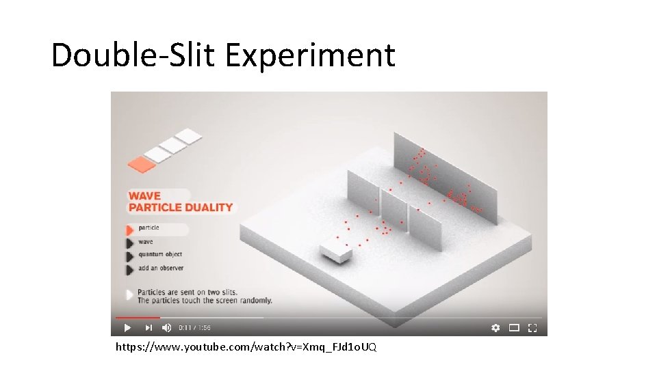 Double-Slit Experiment https: //www. youtube. com/watch? v=Xmq_FJd 1 o. UQ Double-Slit Experiment https: //www. youtube. com/watch? v=Xmq_FJd 1 o. UQ
