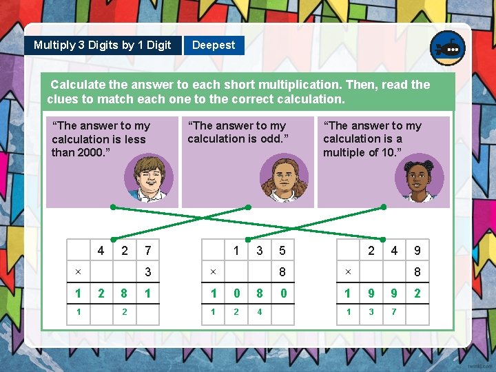 Multiply 3 Digits by 1 Digit Deepest Calculate the answer to each short multiplication.