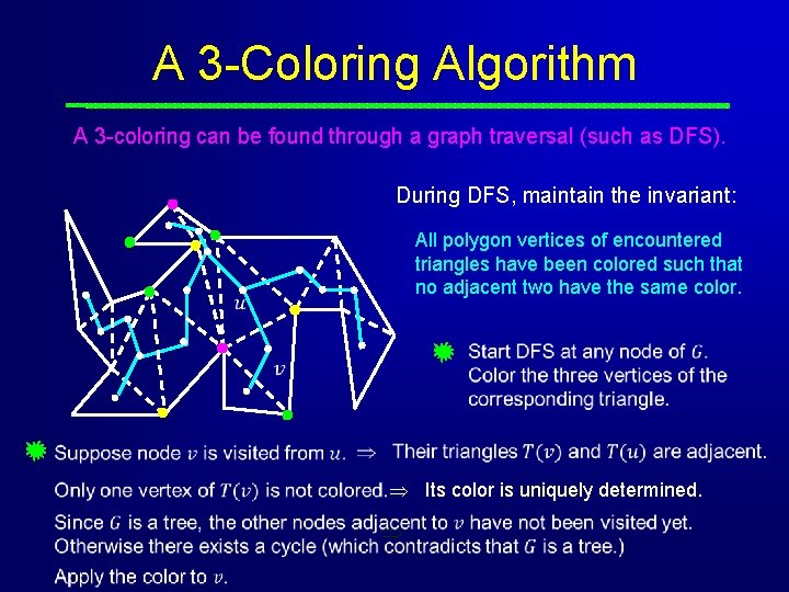 A 3 -Coloring Algorithm A 3 -coloring can be found through a graph traversal