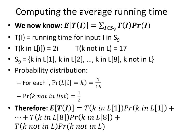 Computing the average running time • 