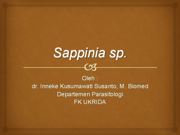 Sappinia sp. Oleh : dr. Inneke Kusumawati Susanto, M. Biomed Departemen Parasitologi FK UKRIDA