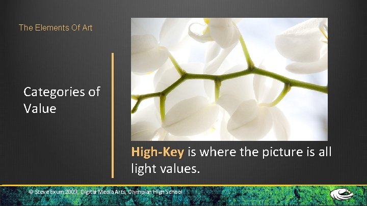 The Elements Of Art Categories of Value High-Key is where the picture is all