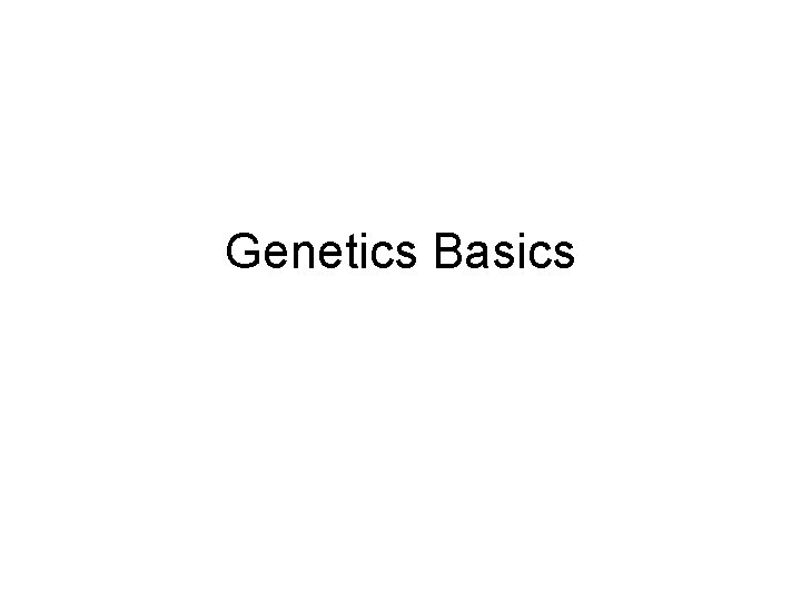 Genetics Basics 