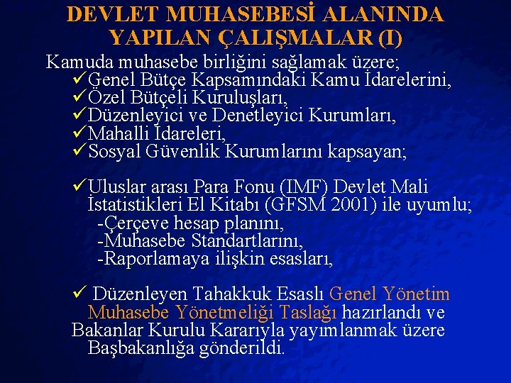 Slide 19 DEVLET MUHASEBESİ ALANINDA YAPILAN ÇALIŞMALAR (I) © 2403 By Default! Kamuda muhasebe