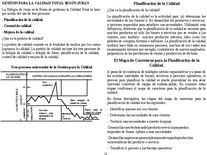 GESTIÓN PARA LA CALIDAD TOTAL SEGÚN JURAN Planificación de la Calidad La Trilogía de