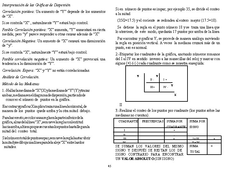 Interpretación de las Gráficas de Dispersión Si en número de puntos es impar; por