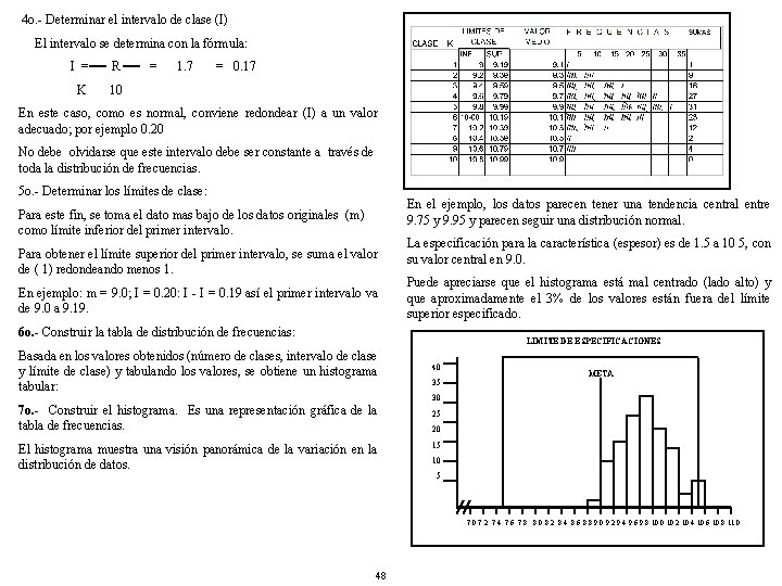 4 o. - Determinar el intervalo de clase (I) El intervalo se determina con