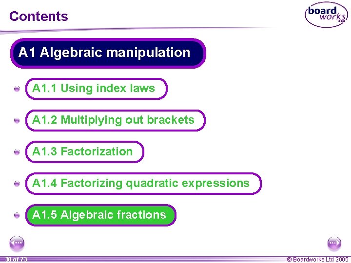 Contents A 1 Algebraic manipulation A A 1. 1 Using index laws A A
