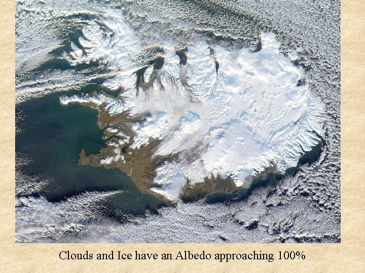 Clouds and Ice have an Albedo approaching 100% 
