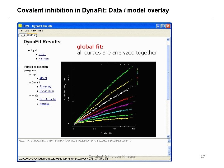 Covalent inhibition in Dyna. Fit: Data / model overlay global fit: all curves are