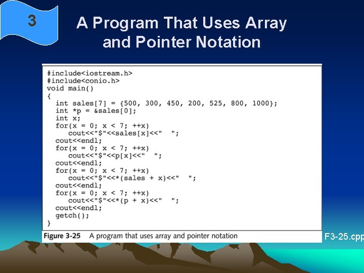 3 A Program That Uses Array and Pointer Notation F 3 -25. cpp 
