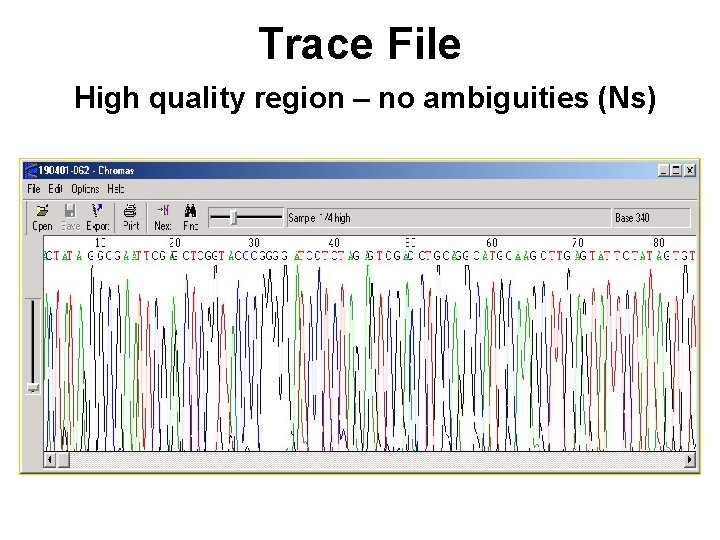 Trace File High quality region – no ambiguities (Ns) 