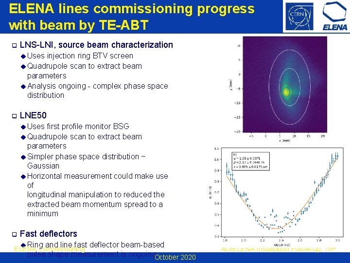 ELENA lines commissioning progress with beam by TE-ABT q LNS-LNI, source beam characterization u