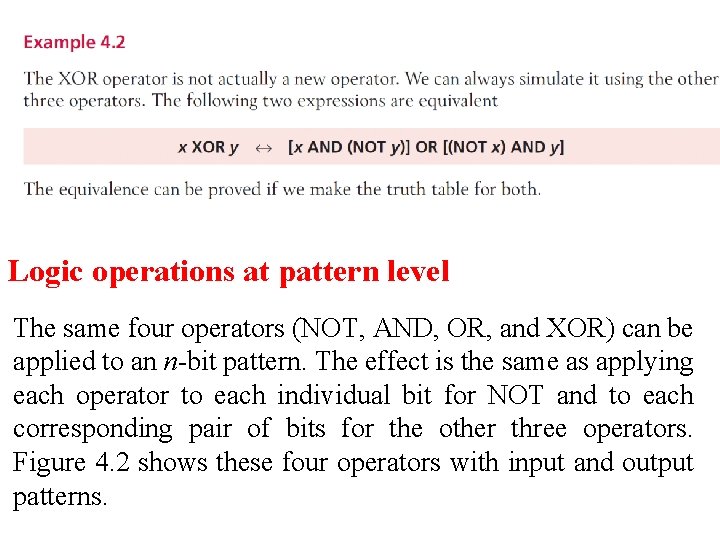 Logic operations at pattern level The same four operators (NOT, AND, OR, and XOR) Logic operations at pattern level The same four operators (NOT, AND, OR, and XOR)