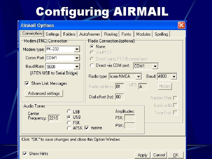 Configuring AIRMAIL 