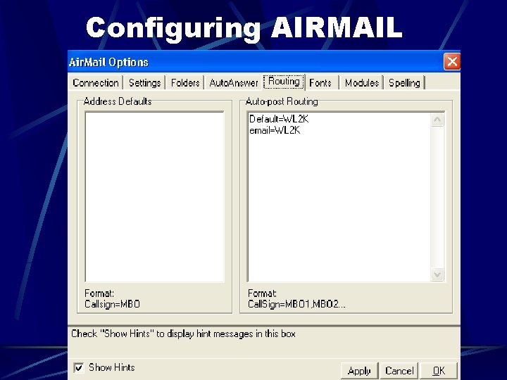 Configuring AIRMAIL 