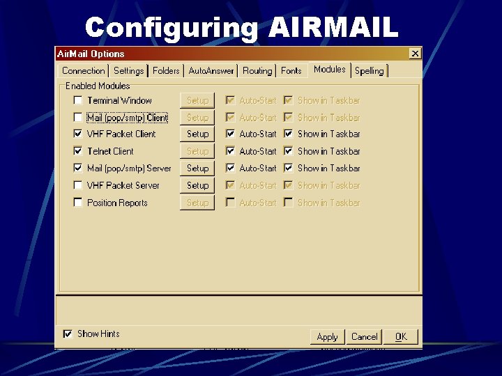 Configuring AIRMAIL 