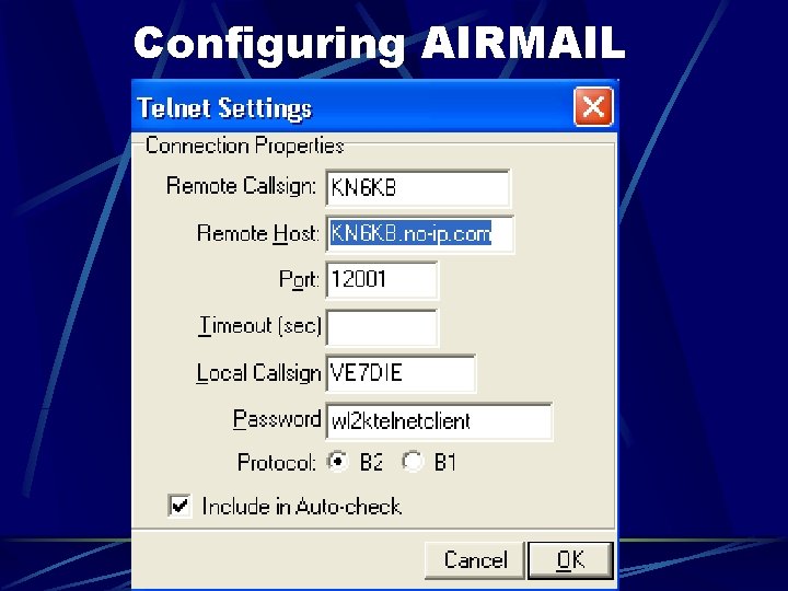 Configuring AIRMAIL 