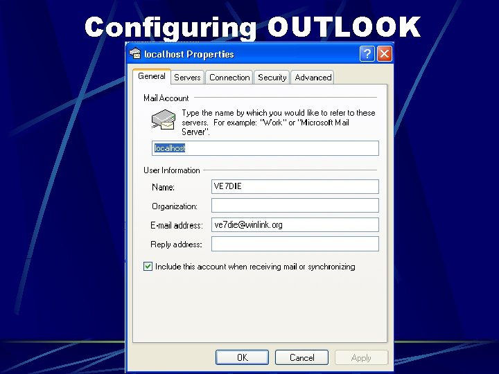 Configuring OUTLOOK 