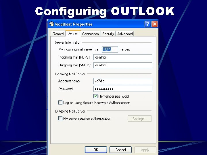 Configuring OUTLOOK 