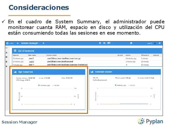 Consideraciones ü En el cuadro de System Summary, el administrador puede monitorear cuanta RAM,
