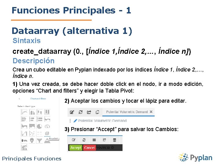 Funciones Principales - 1 Dataarray (alternativa 1) Sintaxis create_dataarray (0. , [Índice 1, Índice