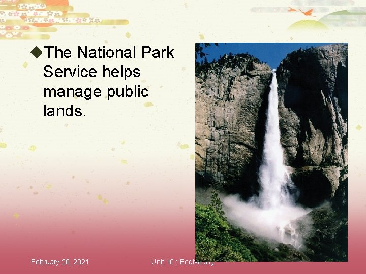 u. The National Park Service helps manage public lands. February 20, 2021 Unit 10