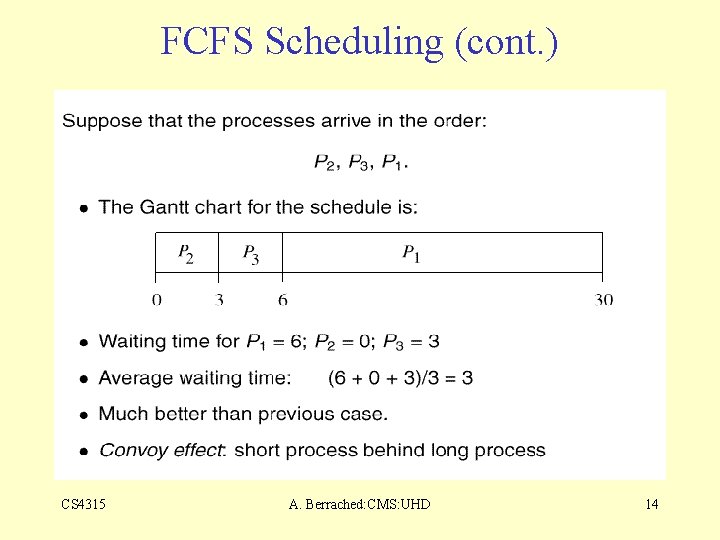 FCFS Scheduling (cont. ) CS 4315 A. Berrached: CMS: UHD 14 