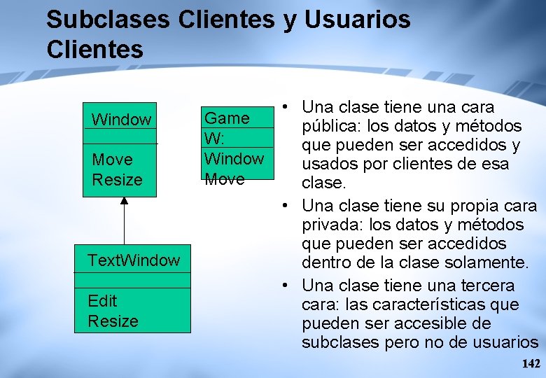 Subclases Clientes y Usuarios Clientes Window Move Resize Text. Window Edit Resize • Una