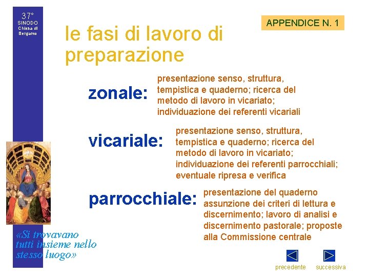 37° SINODO Chiesa di Bergamo le fasi di lavoro di preparazione • zonale: presentazione
