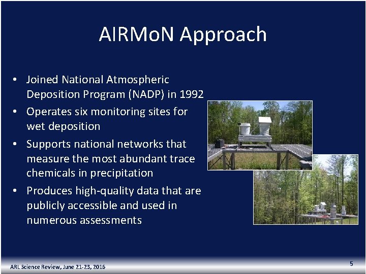 AIRMo. N Approach • Joined National Atmospheric Deposition Program (NADP) in 1992 • Operates