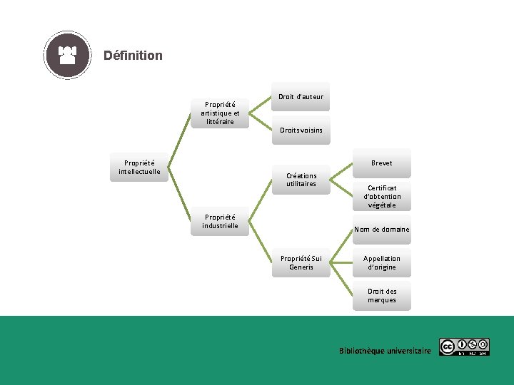 Définition Propriété artistique et littéraire Propriété intellectuelle Droit d’auteur Droits voisins Brevet Créations utilitaires