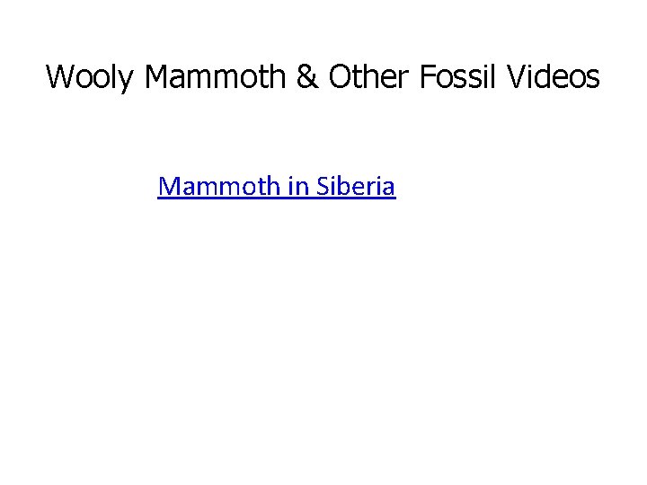 Wooly Mammoth & Other Fossil Videos Mammoth in Siberia 