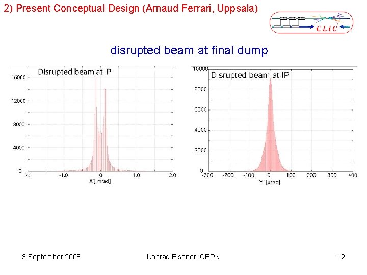 2) Present Conceptual Design (Arnaud Ferrari, Uppsala) disrupted beam at final dump 3 September