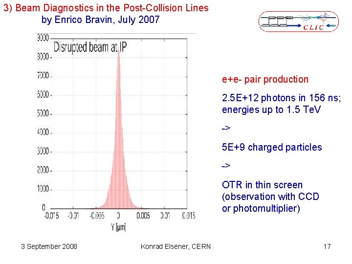 3) Beam Diagnostics in the Post-Collision Lines by Enrico Bravin, July 2007 e+e- pair