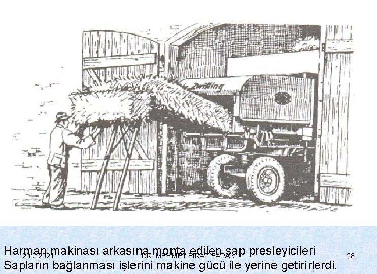 Harman makinası arkasına edilen sap presleyicileri 20. 2. 2021 DR. monta MEHMET FIRAT BARAN