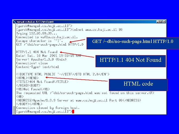 GET /~dbi/no-such-page. html HTTP/1. 0 HTTP/1. 1 404 Not Found HTML code 