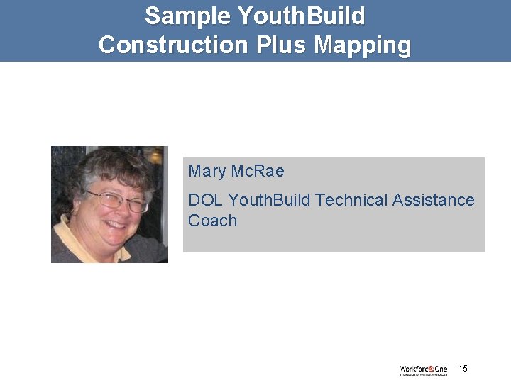 Sample Youth. Build Construction Plus Mapping Mary Mc. Rae DOL Youth. Build Technical Assistance