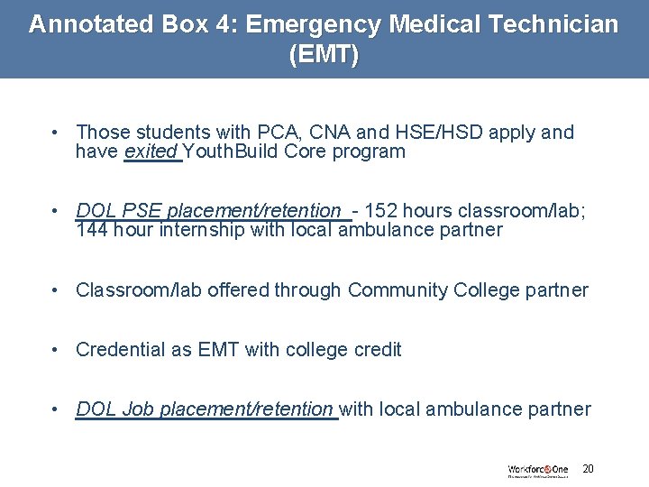 Annotated Box 4: Emergency Medical Technician (EMT) • Those students with PCA, CNA and