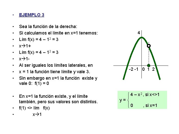  • EJEMPLO 3 • • • Sea la función de la derecha: Si