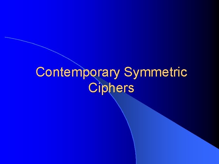 Contemporary Symmetric Ciphers 