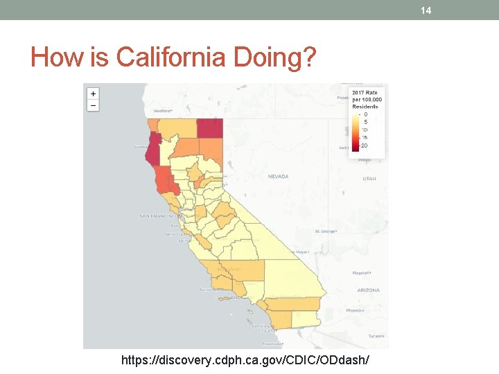 14 How is California Doing? https: //discovery. cdph. ca. gov/CDIC/ODdash/ 