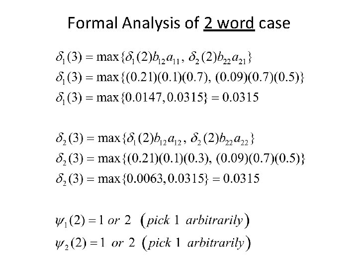 Formal Analysis of 2 word case 