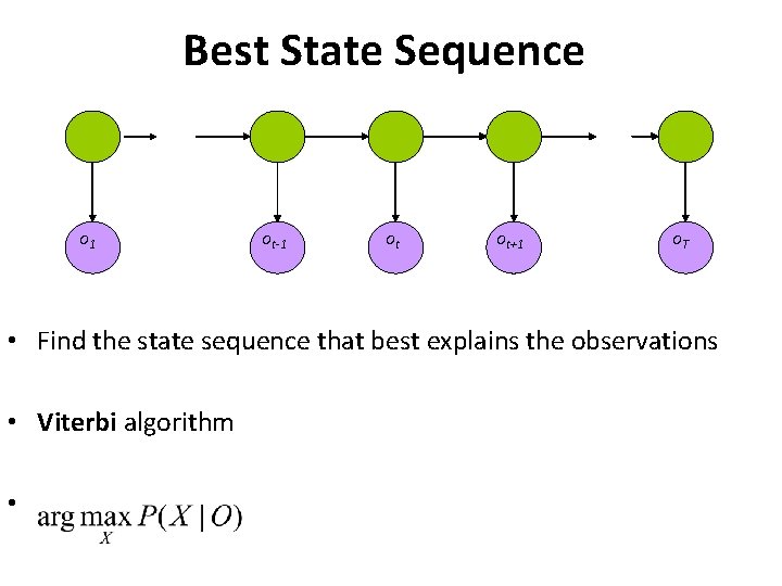 Best State Sequence o 1 ot-1 ot ot+1 o. T • Find the state