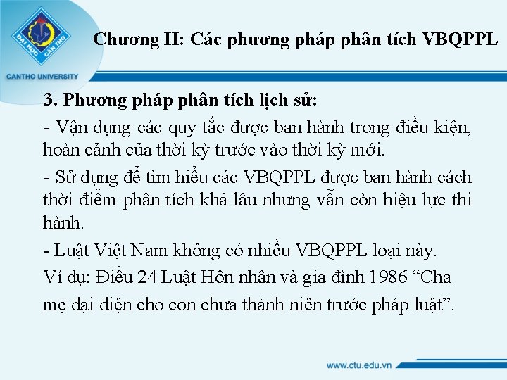 Chương II: Các phương pháp phân tích VBQPPL 3. Phương pháp phân tích lịch