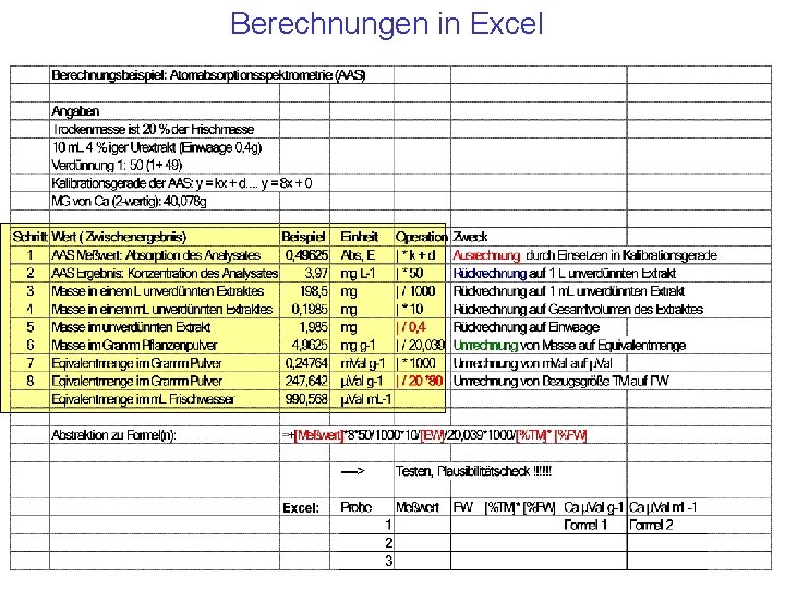 Berechnungen in Excel 